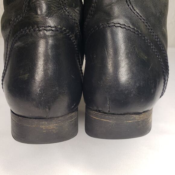 Steve Madden Troopa Boot Sz 8.5 Combat Black Leather Boho Biker Lace Distressed - Picture 11 of 16